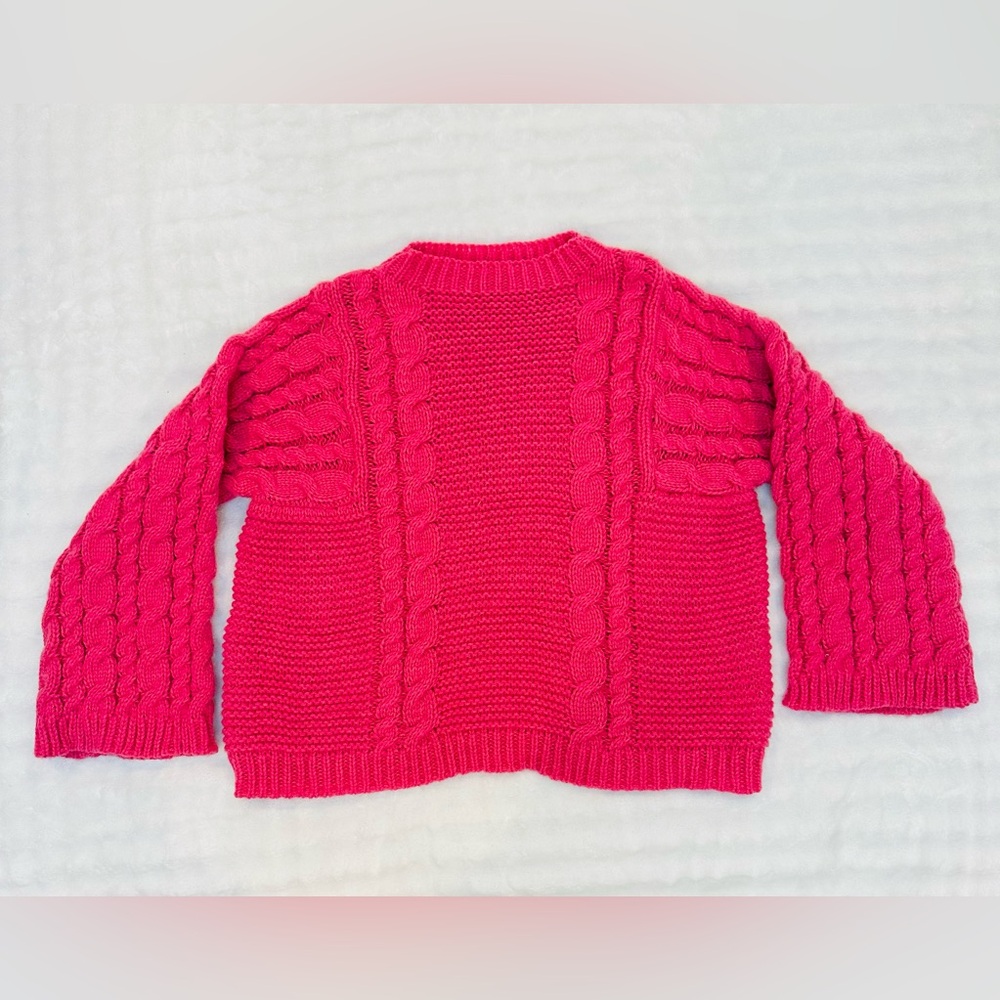 Women's Pink Cable Knit Sweater